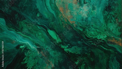 Abstract painting background texture with emerald green, forest green, and mint green colors.