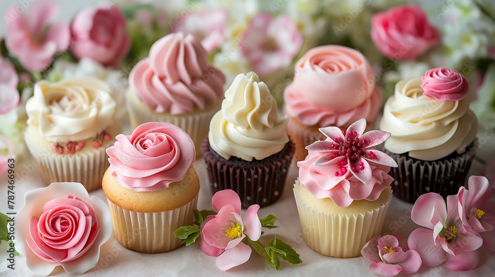 cupcakes with pink frosting and sprinkles