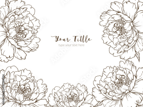 Floral Frame Background Vector Out Line Hand Drawing