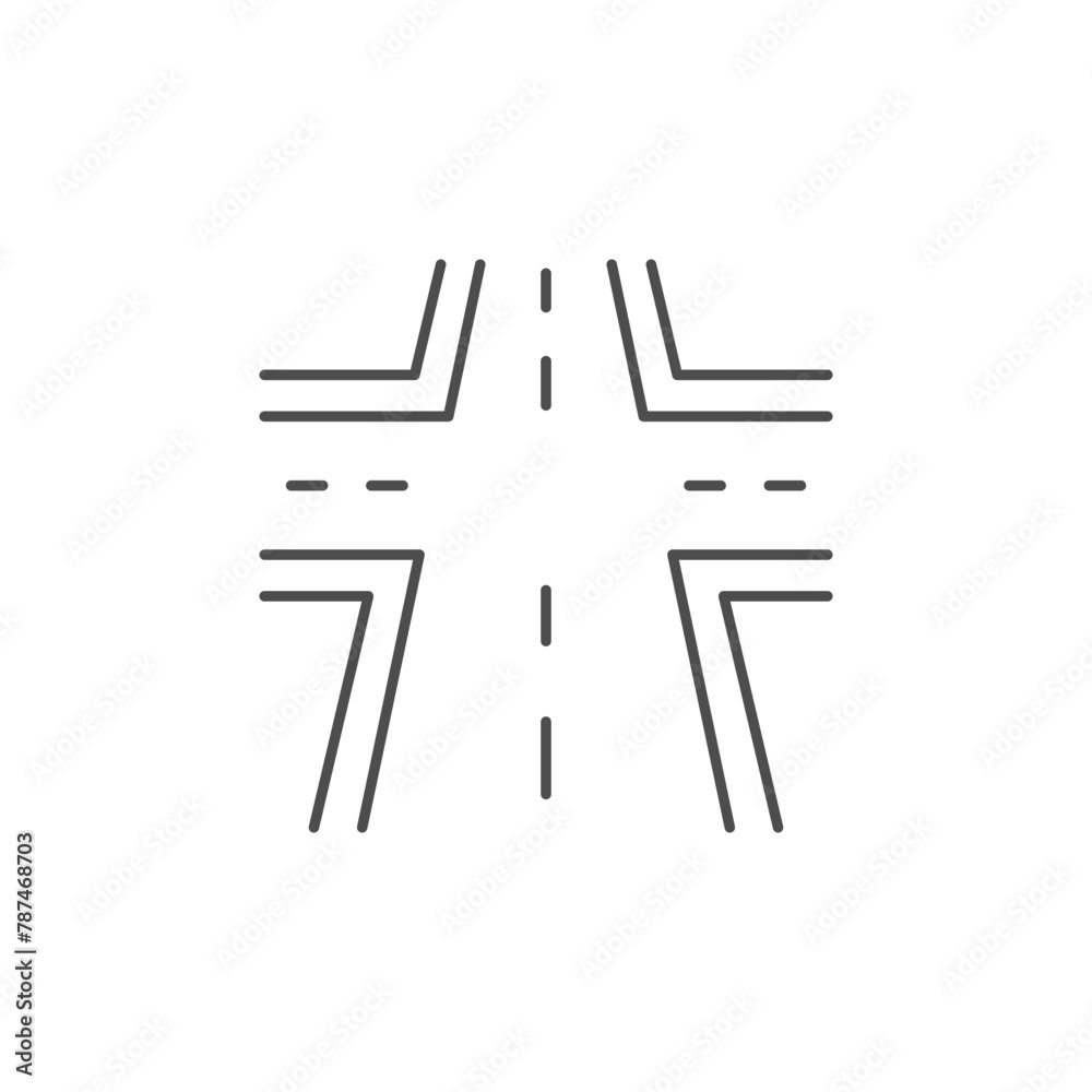 Obraz premium Crossroad in perspective line icon