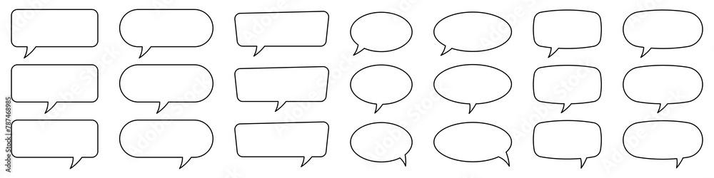 Speech bubble, speech balloon, chat bubble line art icon for apps and websites. Speech bubble, speech balloon, chat bubble line art icon for apps and websites.