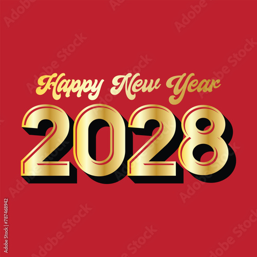 New year 2028 typography logo design. Happy new year 2028 logo design