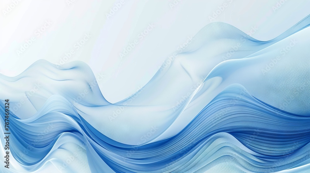 Fototapeta premium A blue water ocean wave, with transitions. Watercolor lines, banner.