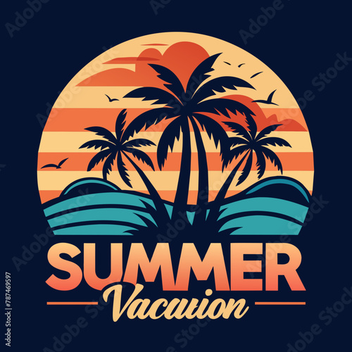 Wallpaper Mural Summer t shirt design vector. Summer retro and vintage t shirt deign. Torontodigital.ca