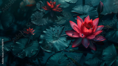 red lotus flowers 
