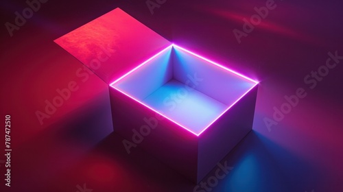 An imaginative depiction of a unique, luminous box opened to emit a mysterious light