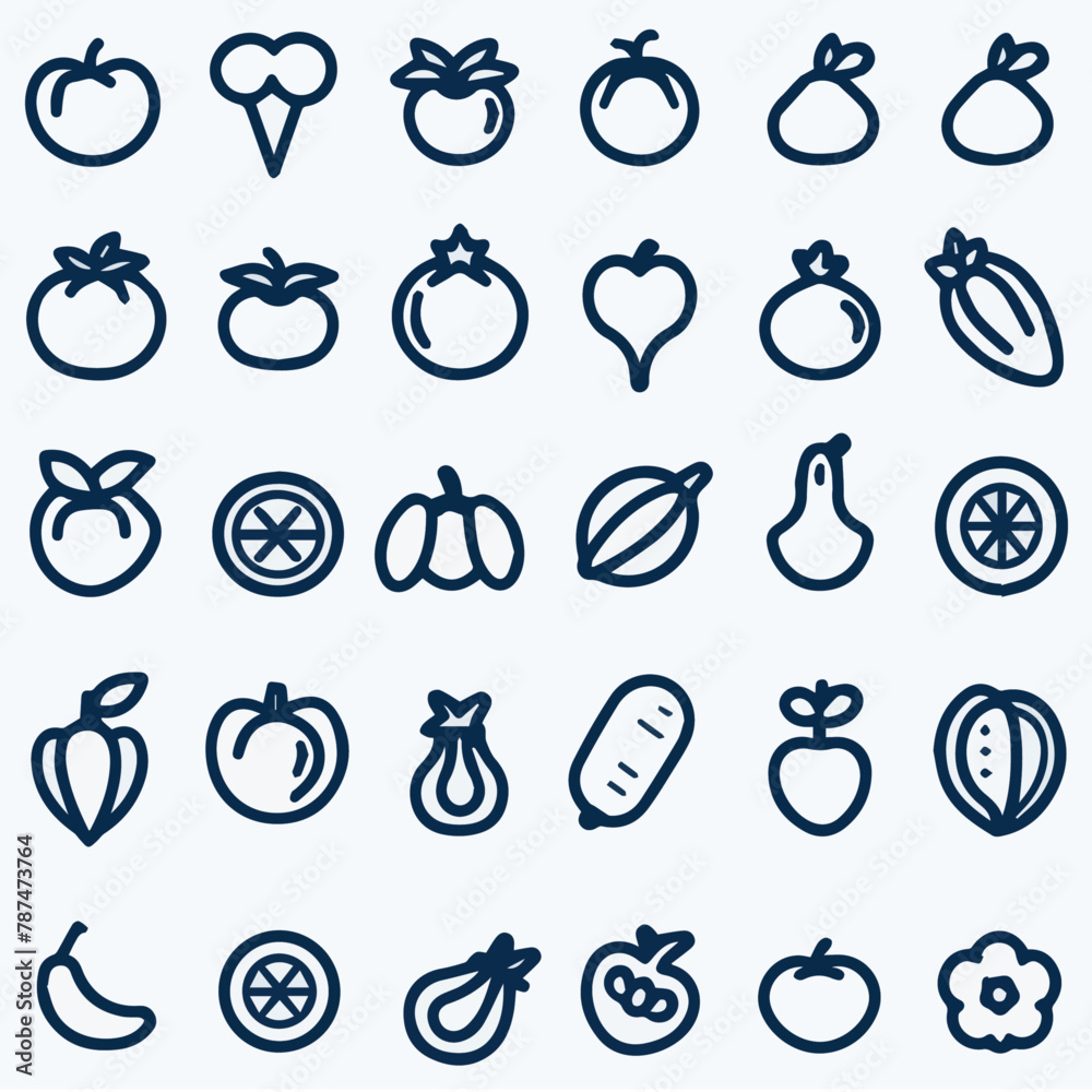 outline icon set of vegetables and fruit outline icon set of vegetables and fruit