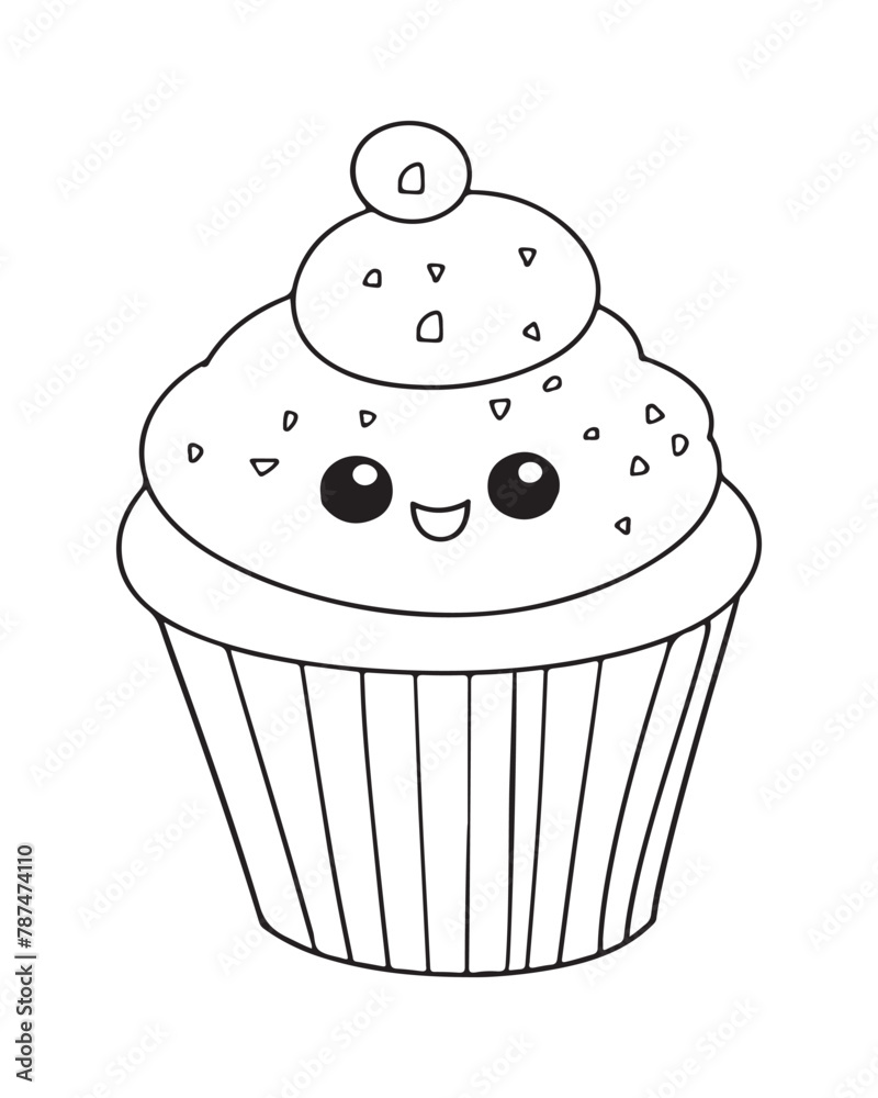 Cute Kawaii cupcake coloring Pages, Cupcake illustration, cupcake black and white, cupcake flat design, cake vector art.
Cute Kawaii cupcake coloring Pages, Cupcake illustration, cupcake black and white, cupcake flat design, cake vector art.