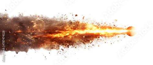 Meteor Falling Isolated on White Background: PNG File for Creative Projects, Hand Edited Generative AI