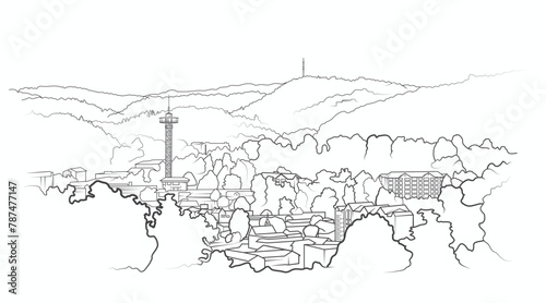 Gatlinburg, Tennessee illustrated as a vector line art graphic
