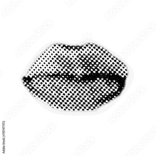 Halftone collage of lips. Social media concept	
