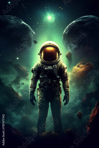 portrait of an astronaut on an exotic alien planet