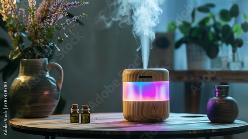 The spa room has an aromatherapy diffuser with essential oils. for a relaxed atmosphere in service photo