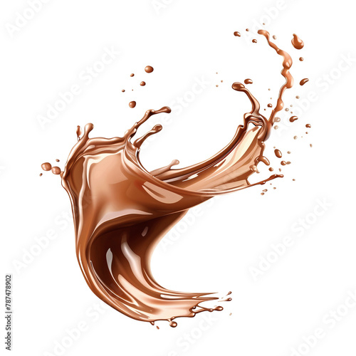 Realistic 3D Chocolate splash droplets isolated on transparent background