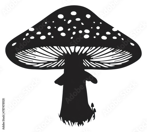PNG Muchroom silhouette art illustrated mushroom photo