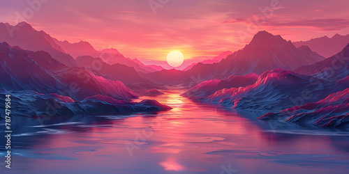 Peaceful Scene of Pink Hills  Calm Lake  and Spiritual Mountains - Discover Enlightenment