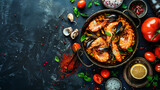 Italian Cuisine Greek seafood and rice paella