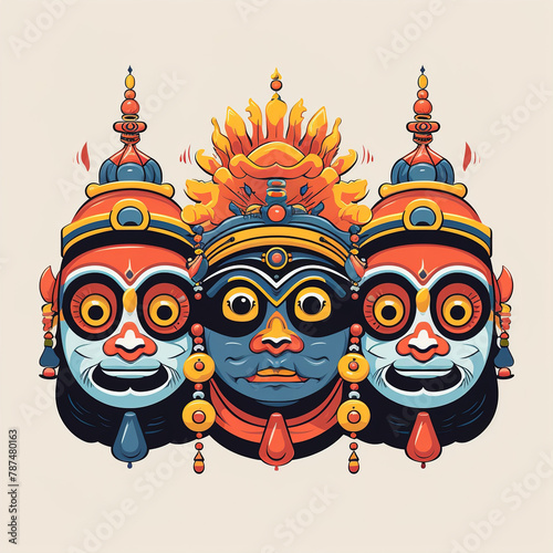 illustration of Ratha Yatra of Lord Jagannath, Balabhadra and Subhadra on Chariot photo