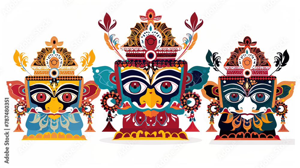 Fototapeta premium illustration of Ratha Yatra of Lord Jagannath, Balabhadra and Subhadra on Chariot