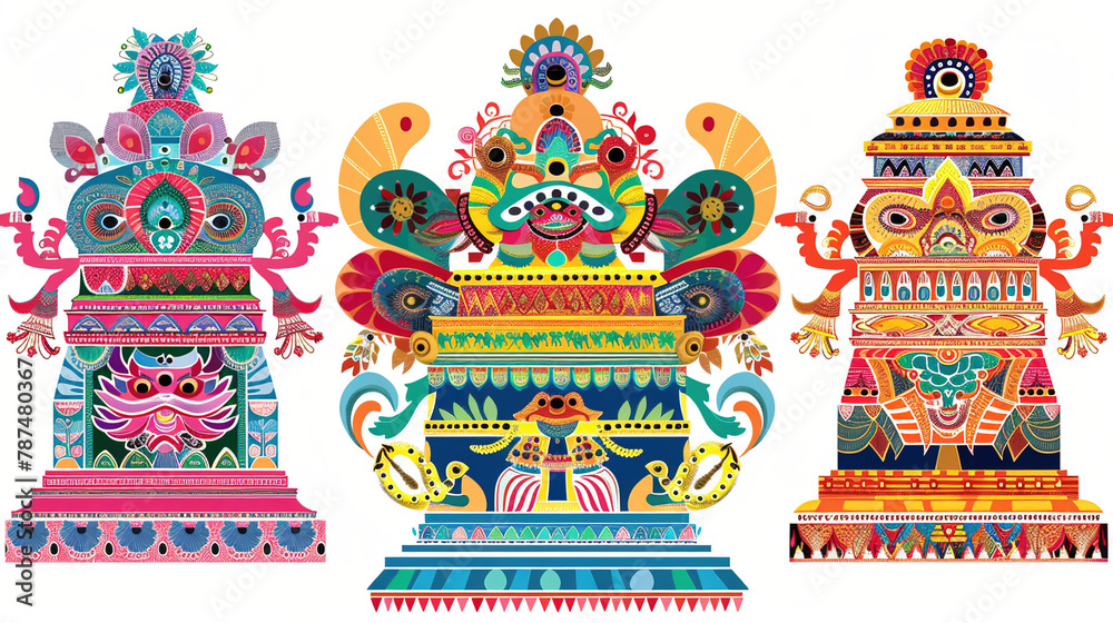 Fototapeta premium illustration of Ratha Yatra of Lord Jagannath, Balabhadra and Subhadra on Chariot