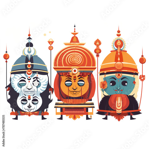 illustration of Ratha Yatra of Lord Jagannath, Balabhadra and Subhadra on Chariot photo