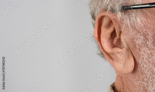 Tableau sur toile close-up of  elderly man ear