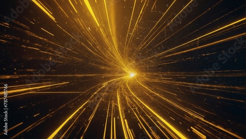 Abstract yellow background with neon rays, flashes of light, faces, lines. Cosmic abstract background of the substrate.