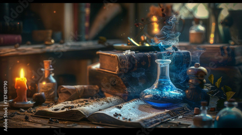 Abstract medieval magic potion. Mages Laboratory.
