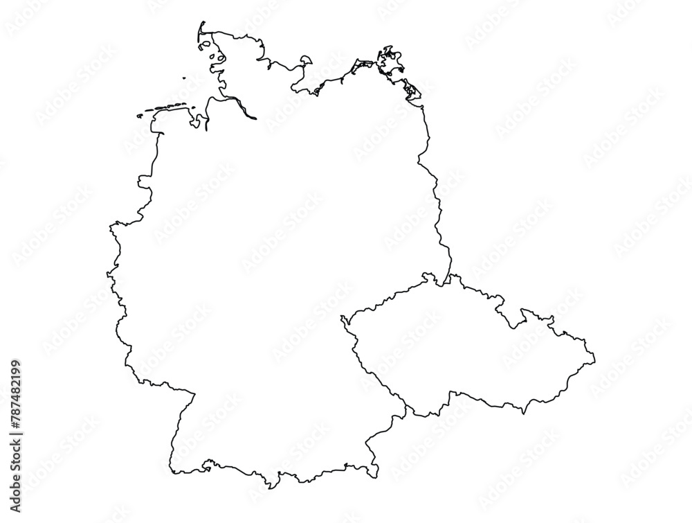 Contours of the map of Germany, Czech Republic
