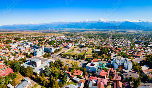 Telavi old town aerial panoramic view photo