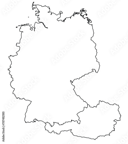 Contours of the map of Germany, Austria