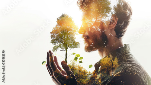 Connection with nature, ecology man and nature concept