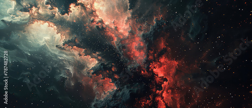 Explosion of red and black space clouds © Mik Saar