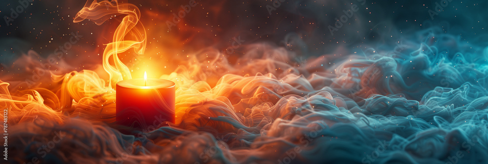 Burning candle time passing concept Generative AI Burning candle time passing concept Generative AI