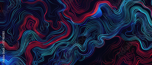 Abstract neon wave lines on dark background