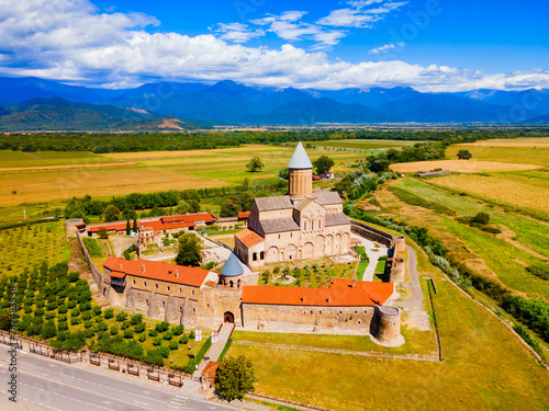 Alaverdi Monastery aerial panoramic view in Kakheti, Georgia photo
