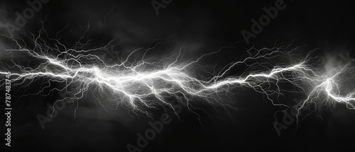 Intense white lightning on a black background