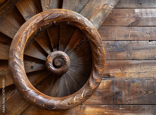 Spiral wooden staircase