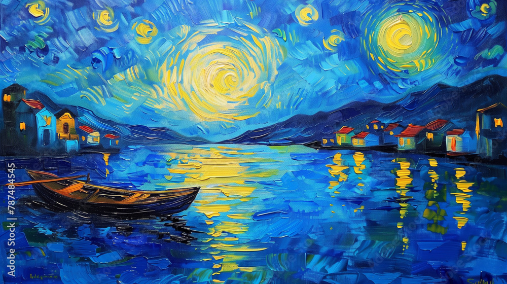 Starry Night is an oil painting on canvas in the style of van 