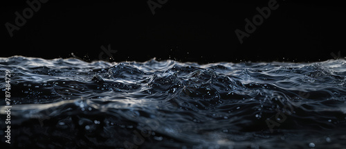 Black water surface with glistening droplets