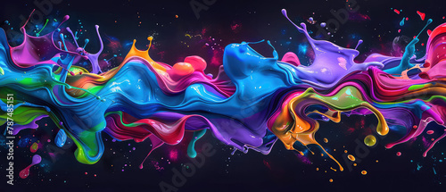 Explosion of colorful paint in space