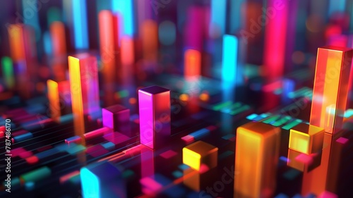 Vivid Digital Art: A Colorful, Abstract, Pixelated Scene with a High-Tech Atmosphere