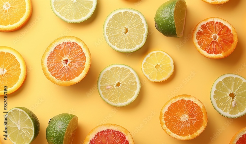 Group of Halved Oranges and Limes