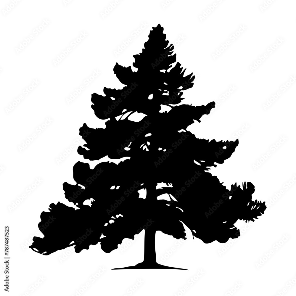 Fototapeta premium Pine Tree Silhouette Vector Clipart 