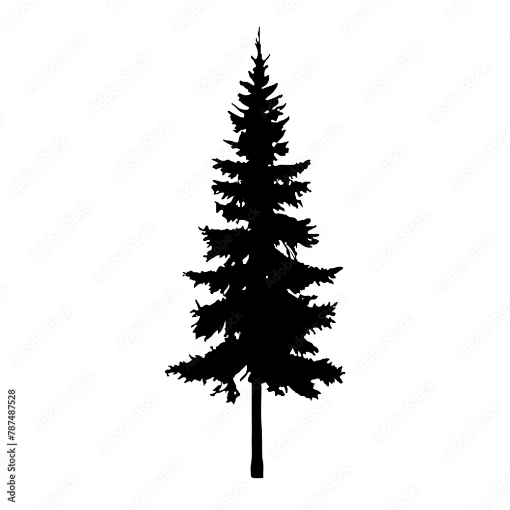 Obraz premium Pine Tree Silhouette Vector Clipart 