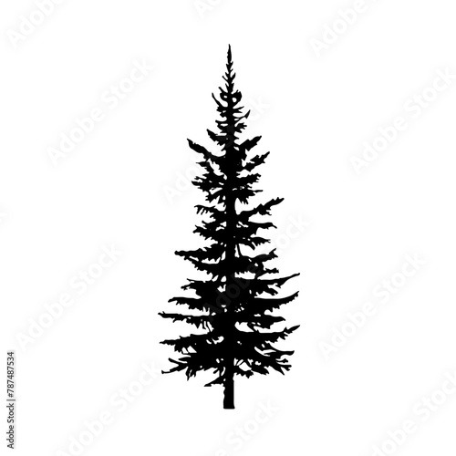 Pine Tree Silhouette Vector Clipart	