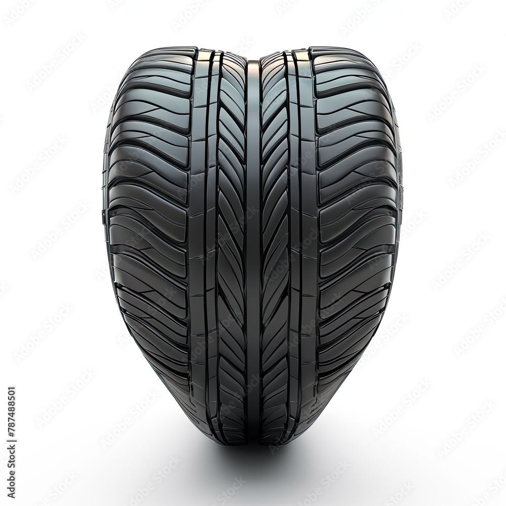 Car tire in the shape of a heart on white background Car tire in the shape of a heart on white background