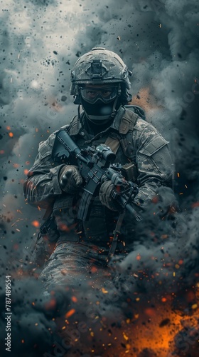 Soldier on the Battlefield with Dark Colors