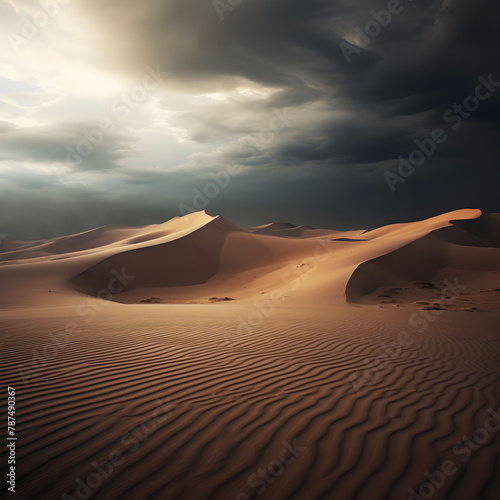 Dark and mysterious dune desert landscape background 