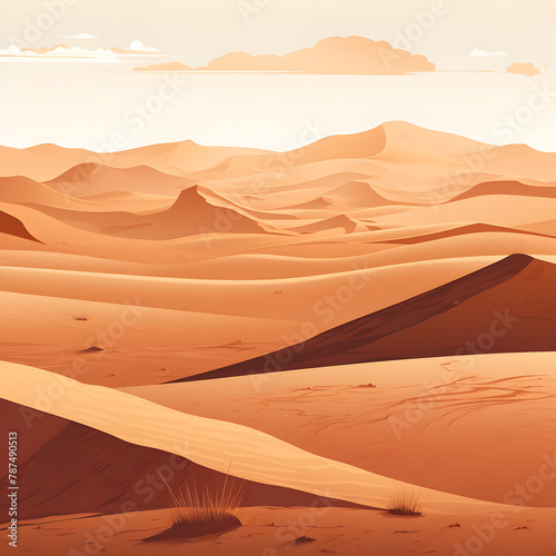 Illustration of dune desert landscape 